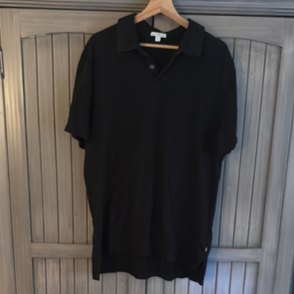 James Perse Black Polo Shirt Casual Elegance